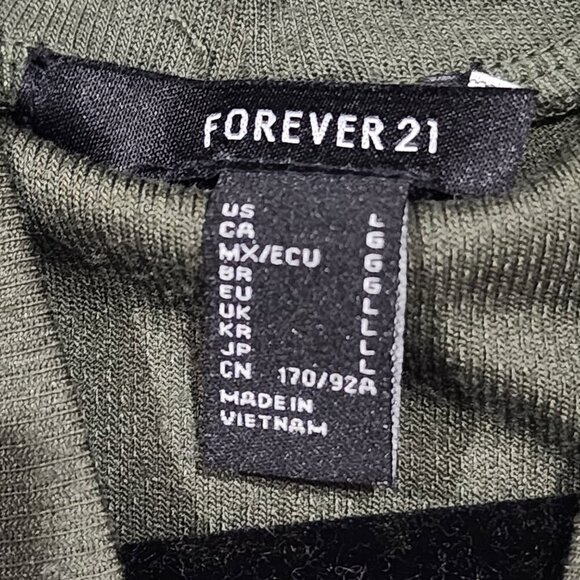 Forever 21 Womens Dress SZ L Olive Grn Lng Slv Mock Nck Skater drk academia prep - Picture 7 of 8